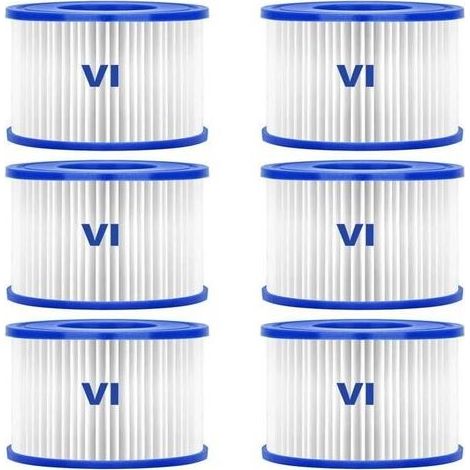 Filtre de piscine Sosayet Bestway 58323, lot de 6 éléments filtrants de rechange pour filtre de spa de type VI, Lay-Z-Spa