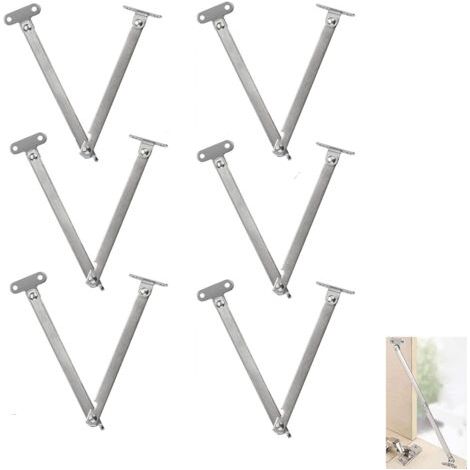6 Stück Edelstahl Stützscharnier Klappscharniere Klappstütze Verstellbares Türscharnier Schrank Schrank 230mm für Möbel Tür Lift Schrank Fenster (1/5)