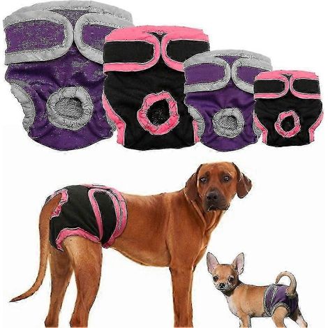 Couches-culottes pour chiennes, lavables et confortables. Violet XS (1/4)