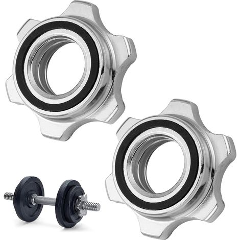 2 Pièces Écrou en Fer Anti-dérapant pour Barre D'haltères et Haltère, Diamètre 2,5 Cm, du Bruit, pour Musculation et Levée de Poids (1/5)