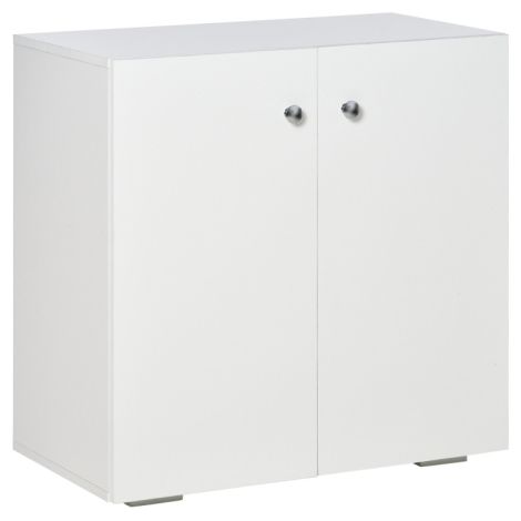 Wooden Storage Cabinet with Two Shelves - Freestanding Kitchen Cupboard and Bookcase in Stylish White (1/5)