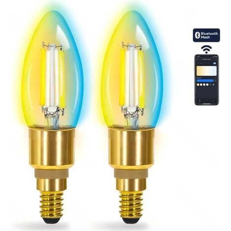 Kit de 2 ampoules connectées Bluetooth Mesh C35 E14 4,5 W à température de couleur réglable + télécommande