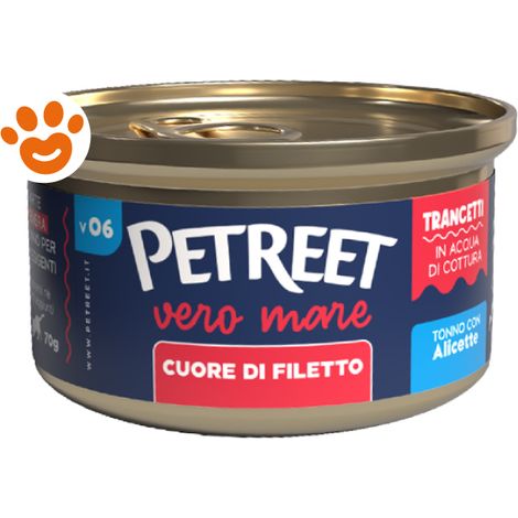 Petreet Vero Mare Cat Adult Cuore di Filetto di Tonno con Alicette - Lattina 70 Gr -