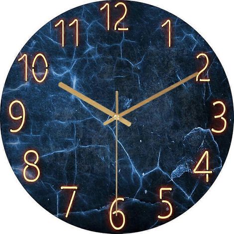 Horloge murale moderne à quartz silencieux de 30 cm, à piles, pour chambre, maison, cuisine, bureau, école, effet marbré (1/4)