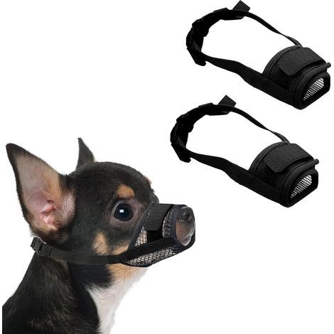 2 Pièces Muselière pour Chiens Muselière Souple Réglable pour Chiens Respirant Muselière en Nylon pour Chien Museliere Anti-Aboiements et Anti-Morsures Museau d'Entraînement (Noir, Petit) (1/5)