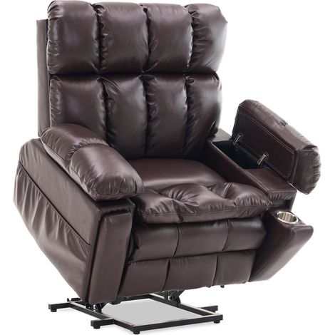 Fauteuil inclinable électrique à double moteur, fauteuil inclinable avec assistance de levage, fauteuil inclinable de salon avec fonction d'inclinaison, canapé une place multifonctionnel (grand, marro (1/5)