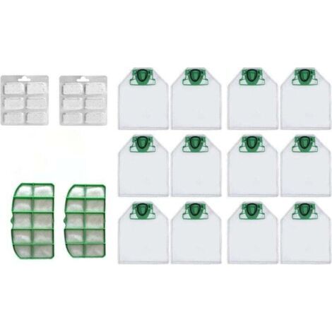 Vacuum cleaner bag set for Vorwerk Kobold VK200 VK220 with filter, XU, replacement - 12 replacement bags + 2 HEPA filters + 12 fragrances ---BIEMMEDUE (1/4)