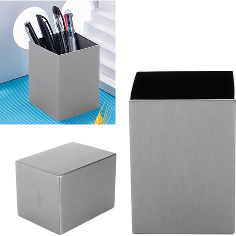 Porte Stylo Noir Épais Inox 304 Multifonctionnel Carré Cup pour Fournitures Pinceaux Maquillage (1/5)