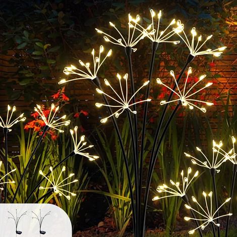 Lampes solaires de jardin, lot de 2, tubes en acier inoxydable, double couche, étoiles et lune, avec LED, étanches IP65, idéales pour pelouses, trottoirs, terrasses, balcons et décorations paysagères.