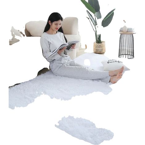 Tappeto, motivo a cuori moderno, morbido poliestere, BIANCO, 120x200cm-a (1/2)