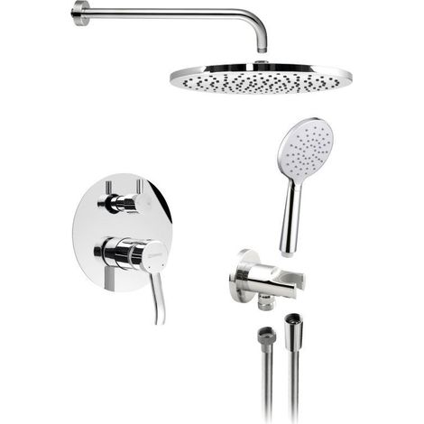 LUKA Ensemble de douche à encastrer avec mitigeur monocommande, 2 sorties, Chromé