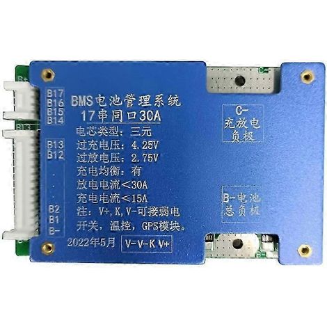 Carte de charge universelle pour batteries lithium-ion 18650 (BMS 17S 30A 60V) avec protection thermique NTC, compatible avec les scooters électriques. (1/5)
