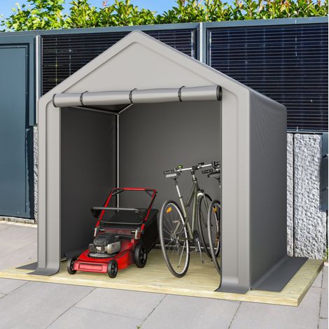 Garaje para bici 190 x 170 x 200 cm acero galvanizado y PE 170 g/m² gris oscuro OKMYHOME (1/5)