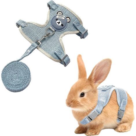 Rabbit Harness, Adjustable, Breathable Fabric, Leash for Small Animals, Outdoor (1/5)