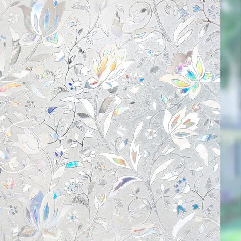 Dekorative Fensterfolie und Sichtschutz, UV-beständig, statisch haftende Fensterfolie mit 3D-Tulpenmuster, dicke Fensterfolie für Zuhause, Küche, Büro, 44,5 x 200 cm (1/5)
