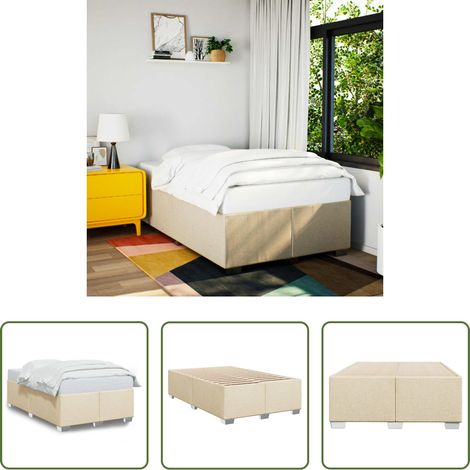 vidaXL Schlafzimmer - Bettgestell ohne Matratze Creme 120x200 cm Stoff (1/5)