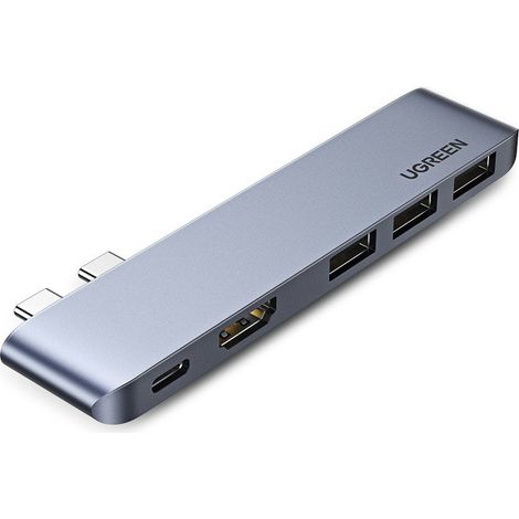 Porta HUB multifunzionale per MacBook Pro / Air 2x USB-C a USB-C HDMI 3x USB 3.0 - grigio (1/5)