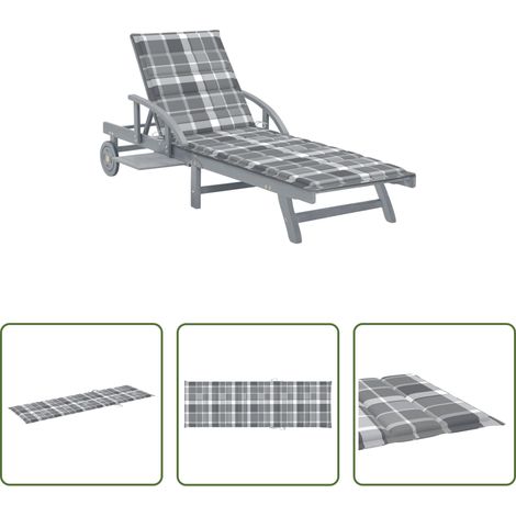 Chaise longue bois - Chaise longue de jardin avec coussin Bois d'acacia solide (1/5)