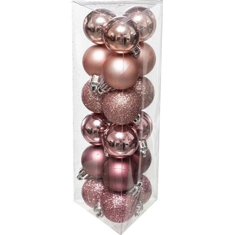 Paris Prix - Lot De 18 Boules De Noël colorama 3cm Rose