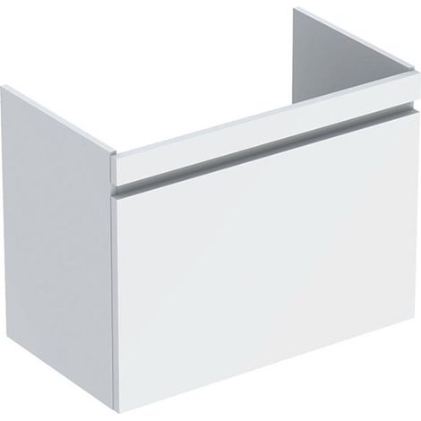 Mueble bajo lavabo Geberit Renova Plan, con un cajón y un cajón inglés: Ancho 77,6cm, Alto 58,6cm, Fondo 43,8cm, Blanco / Lacado alto brillo