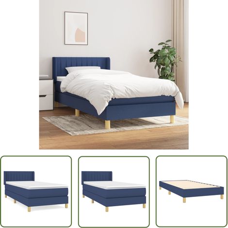 The Living Store Boxspringbett mit Matratze Blau 80x200 cm Stoff - Boxspringbett - Doppelbett - Schlafraum - Blau - Bettenrahmen (1/5)
