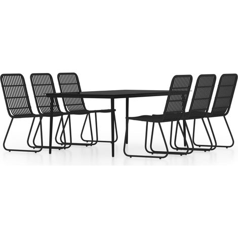 Juego de comedor de jardín 7 piezas negro vidaXL (1/5)