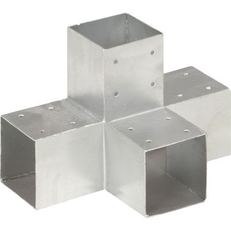 Post Connector X Shape Galvanised Metal 91x91 mm vidaXL