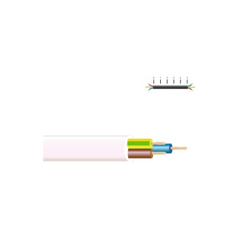 Câble électrique h 05 vv-f 3x1,5mm blanc euro/mts