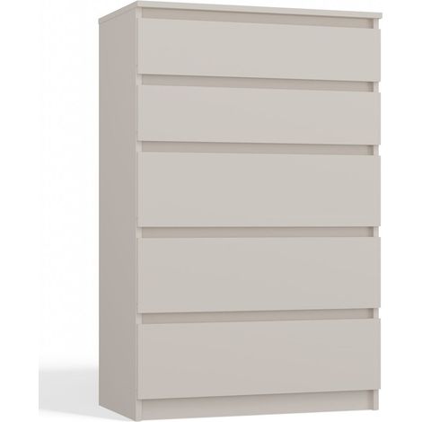 Cómoda moderna con 5 cajones - Beige cachemir - Amplia, elegante, para dormitorio, sala de estar o habitación infantil. (1/4)