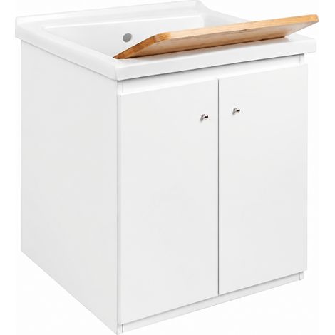 Pack Bac à laver 64 cm + meuble + planche + vidage (1/5)