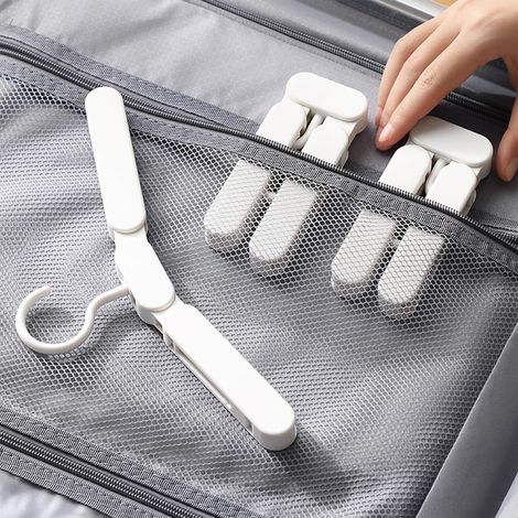 CCYKXA 3-teiliges, faltbares Reisekleiderbügel-Set, tragbare Reisekleiderbügel mit versteckten Clips für Koffer, platzsparend, für Zuhause, Hotel, Reisekoffer, Studentenwohnheim (1/5)