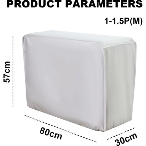Copertura per condizionatore d'aria da esterno, a cinque lati, color argento, resistente a polvere e sporco, disponibile in diverse misure per l'utilizzo fuori stagione. (1/4)