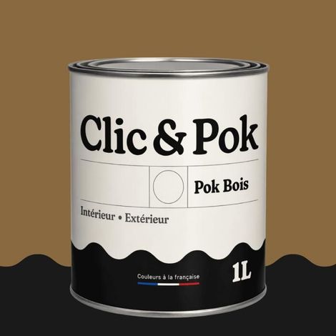 Peinture Bois Extérieur – POK BOIS - 1L - RAL 8000 - Brun vert- Résistante aux intempéries - Ne s'écaille pas (1/4)