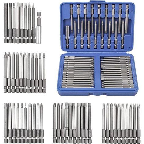 50-teiliges Schraubendreher-Bit-Set mit Aufbewahrungsbox aus Kunststoff, Schlitz- und Innensechskantschraubendreher-Set
