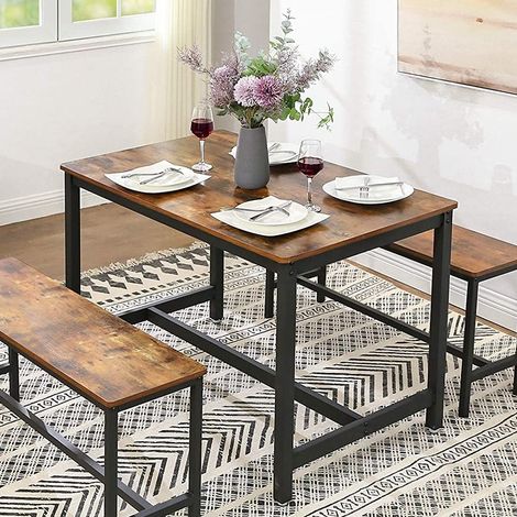Table Miles 120x75 industriel - brun/noir (1/5)
