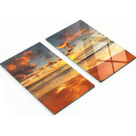 Taglieri decorativi in vetro per snack, tema spiaggia e sole, 2x30x52 cm (1/5)