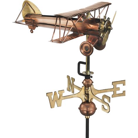 Cottage Bi Plane Copper Weathervane - H44 x W40 x L33 cm