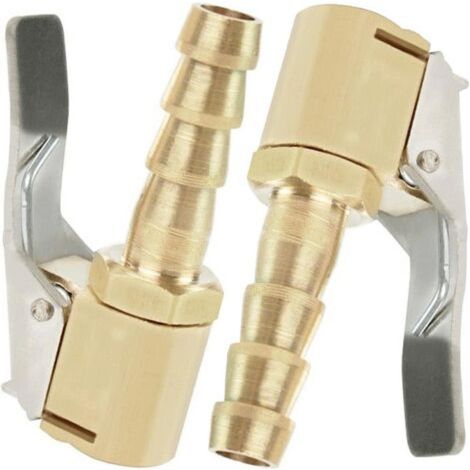 ot de 2 embouts de gonflage en laiton 8mm – Connecteurs pour pneus de voiture, moto et vélo – Clip argenté pour contrôle (1/5)