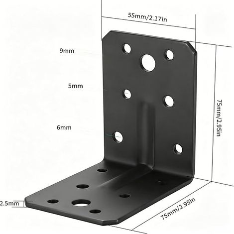 Right Angle Brackets, 75 x 75 x 55 mm (1/2)