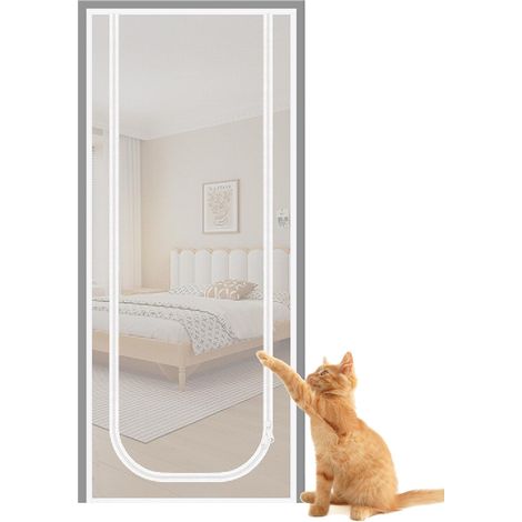 Porte Moustiquaire - Anti-Fugue Avec Fermeture Éclair Sécurité Chat (1/5)