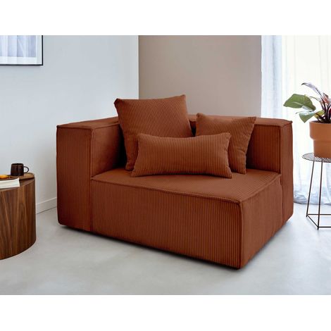 Colombine - module d'assise gauche - en velours côtelé - terracotta (1/5)