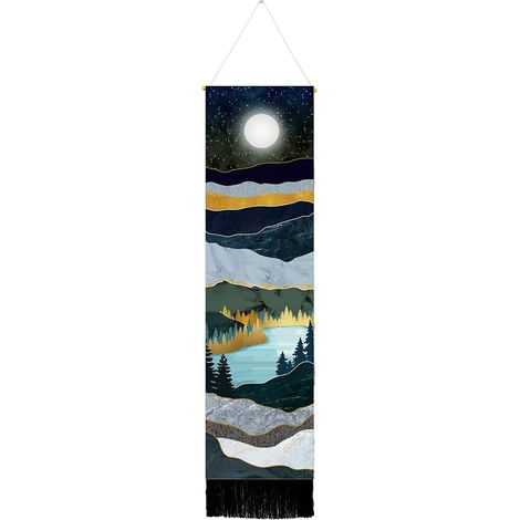Sollbry Set schmaler Wandteppich, langer Wandbehang, Landschaftsmalerei, Naturlandschaft, Wandteppich für Schlafzimmer, vertikaler Wandteppich (1/5)