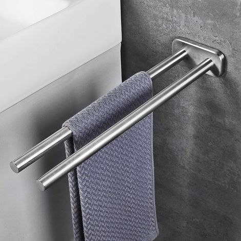 Porte Serviettes Salle de Bains Acier Inoxydable SUS304 Barres Porte Serviettes Mural pour Douche et Cuisine,2 Double Bras,40CM (1/5)