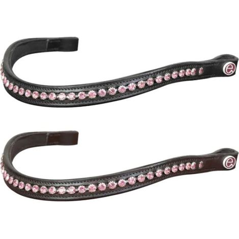 full, Marrone: Frontalino per cavalli modello Sparkly Rose in cuoio morbido con brillanti colore rosa