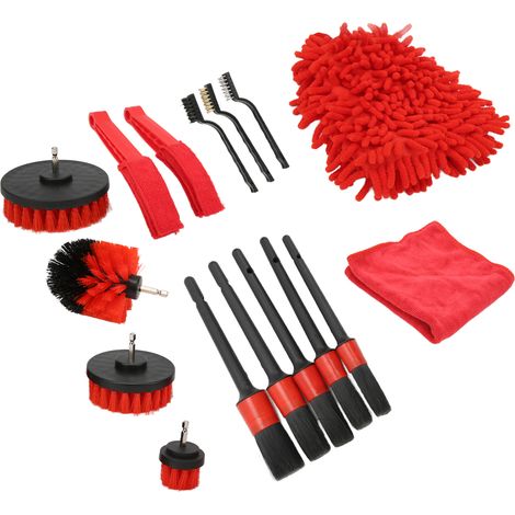 Kit de 16 brosses de nettoyage pour perceuse électrique, compatible avec les pneus, pots d'échappement, pare-chocs et garde-boue de voitures, camions et vélos. (1/5)