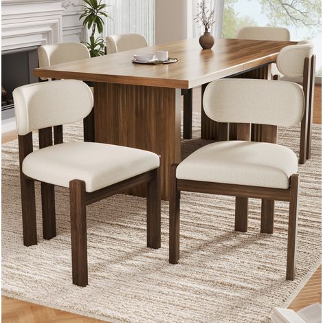 Set di 4 sedie da pranzo 54x54x79 cm in legno noce e tessuto peluche - MEUBLIV (1/5)