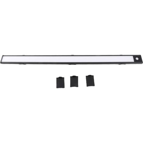 Lampe LED à Barre avec Détection de Mouvement et Batterie Rechargeable, pour Placard ou Cabinet en Aluminium Noir (600mm)