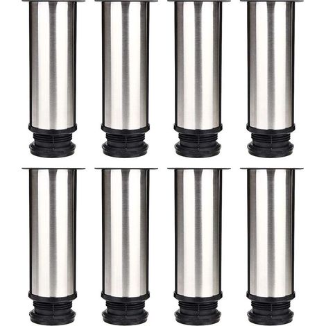 Lot de 8 ASelected Pieds de Meubles, Pied Cuisine Réglables 50 mm/Hauteur 150 mm Ronds Métal Acier Inoxydable Canapé Jambe Table Pieds (1/5)