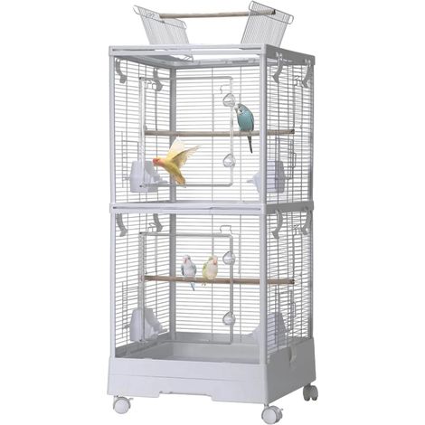 Jaula para pájaros, de acero, 101,6 cm de altura, diseño convertible, apta para agapornis y periquitos, bandeja extraíble para facilitar la limpieza. (1/5)