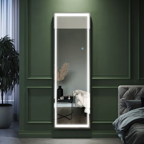 ELEGANT 1500 x 400 mm FLoor Standing Full Length Mirror with LED lights Dressing Mirror 3 Dimming Color Modes and Smart Touch Switch Wall Mounted Mirror